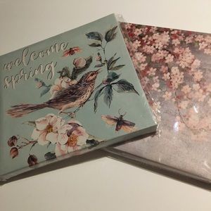 Floral bird canvas picture set